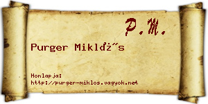 Purger Miklós névjegykártya
